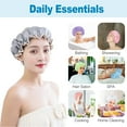thumbnail image 2 of Djiypn Shower Caps for Women, 4 PCS Elastic and Reusable Bath Caps, Double Layers Shower Cap, Waterproof Bathing Shower Caps, Washable Hair Bath Hat - Gray, 2 of 6