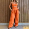 thumbnail image 2 of Jumpsuits for Women Sleeveless Cut-Out Waist U-Neck Spaghetti Strap Backless Tie-Back Ruched High Waist Summer Romper XL, 2 of 6