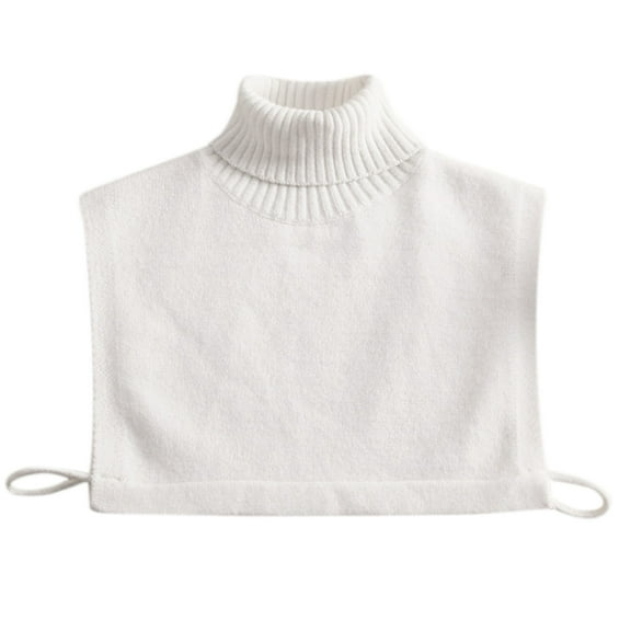 Women Winter Turtleneck False Fake Collar Sweater Solid Color Knitted White Detachable Half Top Dickey Decorative Pullover Neck Cover Vest