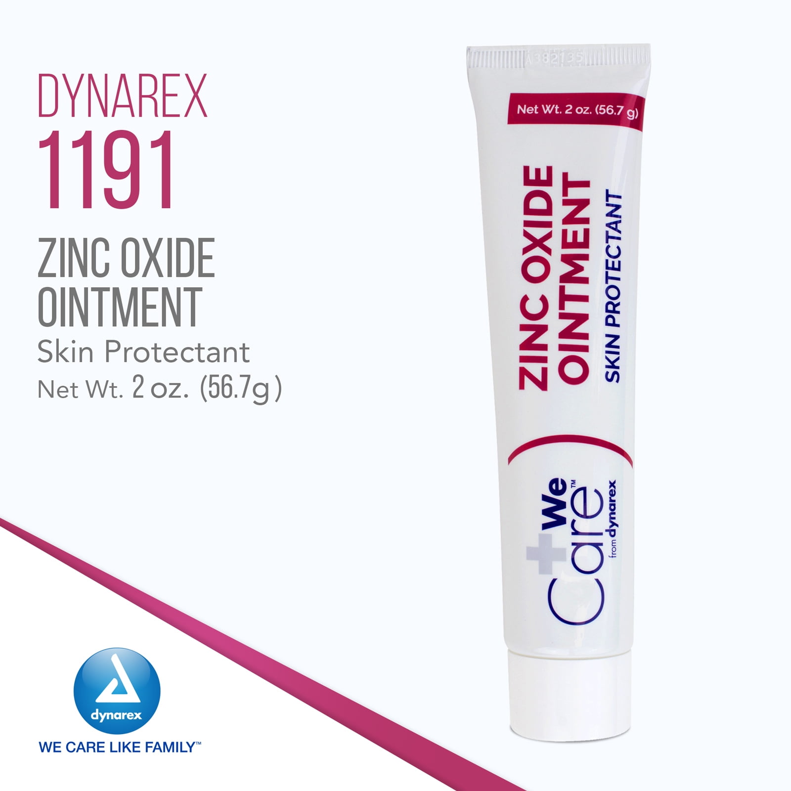 Dynarex Zinc Oxide Ointment, Protective Skin Barrier Ointment, Soothes, Prevents, and Relieves Diaper Rash, Chaffed Skin, and Irritation, White, Size 2 oz. Tubes, 1 Case of 72 Tubes of Ointment