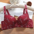 thumbnail image 2 of YUGYXL Floral Printed Bras for Women Breathable Thin Seamless Bra Adjustable Underwear Bra No Rims Gather Push Up Bras Wine 38, 2 of 4