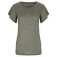 thumbnail image 3 of Bigersell Women Short Sleeve Tops Fashion Women Round Neck Short Sleeve Ruffle Solid T-shirt Tops Summer Blouse Regular Tunic Round Neck Short Sleeve Trendy Summer Tops Style B42595, Gray L, 3 of 7