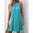 thumbnail image 5 of Summer New Solid Color Round Neck Halter Neck Loose Sleeveless Dress Tropical Green S, 5 of 8