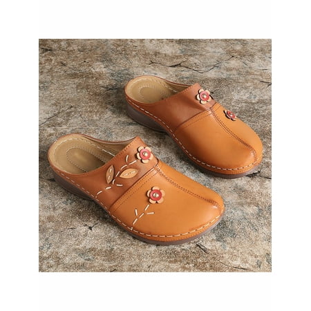 

Ymiytan Womens Wedge Slipper Slip On Slippers Hollow Floral Wedge Shoes Beach Sandals