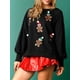 thumbnail image 2 of Sudadera con lentejuelas de hombre de jengibre de Navidad para mujer, sudadera con cuello redondo con pompones y color rosa para mujer, Año Nuevo 2024, 2 of 5