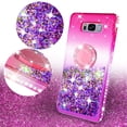 thumbnail image 2 of SOGA Rhinestone Glitter Bling Liquid Floating Cute Phone Case Compatible for Samsung Galaxy S8 Plus Case with Embedded Metal Ring for Magnetic Car Mounts and Lanyard Diamond Bumper - Pink on Purple, 2 of 5