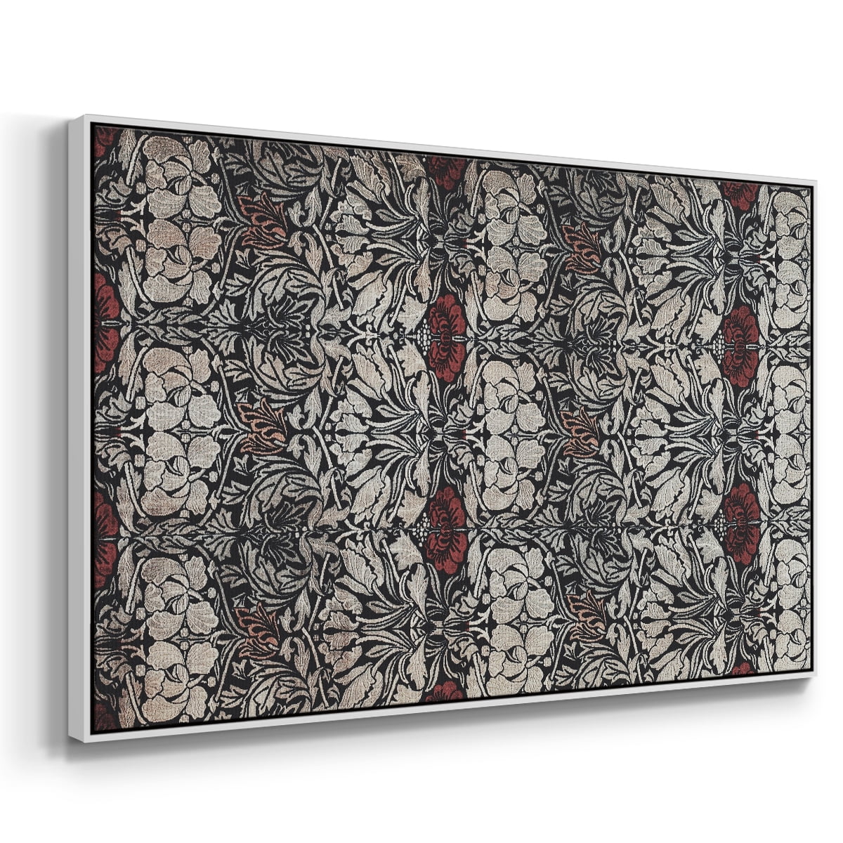 Vintage Abstract Print-XXII Framed in White Wood Gallery Wrapped Canvas 27 in. x 41 in.
