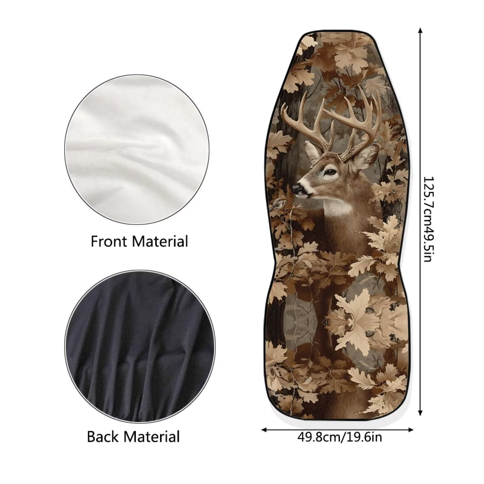 Binienty Deer Hunting Camo Car Seat Covers Full Set 2 Pack Elastic Cloth Vehicle Seat Protectors Washable Anti-Scratch Breathable Bucket Cushions Fit for Most Cars SUV Truck Van