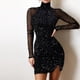 thumbnail image 2 of Vestido de manga larga con costura de nalgas sexy informal a la moda para mujer Fridja  NMB1194, 2 of 9