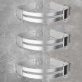 thumbnail image 1 of Set of 3 Aluminum Shower Shelves with Hooks without Drilling Shower Corner Shelf, 1 of 5