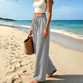 thumbnail image 5 of Liuinsasek Womens Wide Leg Pants Solid-Color High-Waisted Casual Drawstring Pants Elastic Waistband with Ruffle Trim Lightweight and Comfortable, 5 of 7