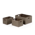 thumbnail image 2 of BAUM Set of Three Linnen Look Covered Cardboard Rect Storage Bins - Taupe, 2 of 4