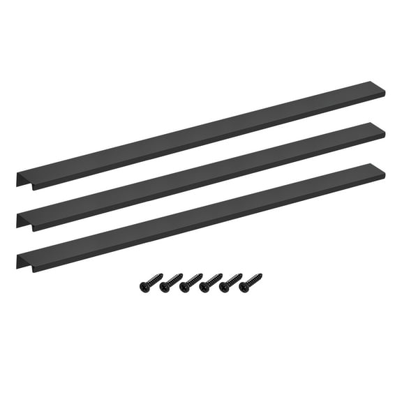 Uxcell Cabinet Finger Edge Pull, 3pcs 500mm/19.69 Aluminum Alloy Back Mount Hidden Cabinet Pulls for Drawer, Black