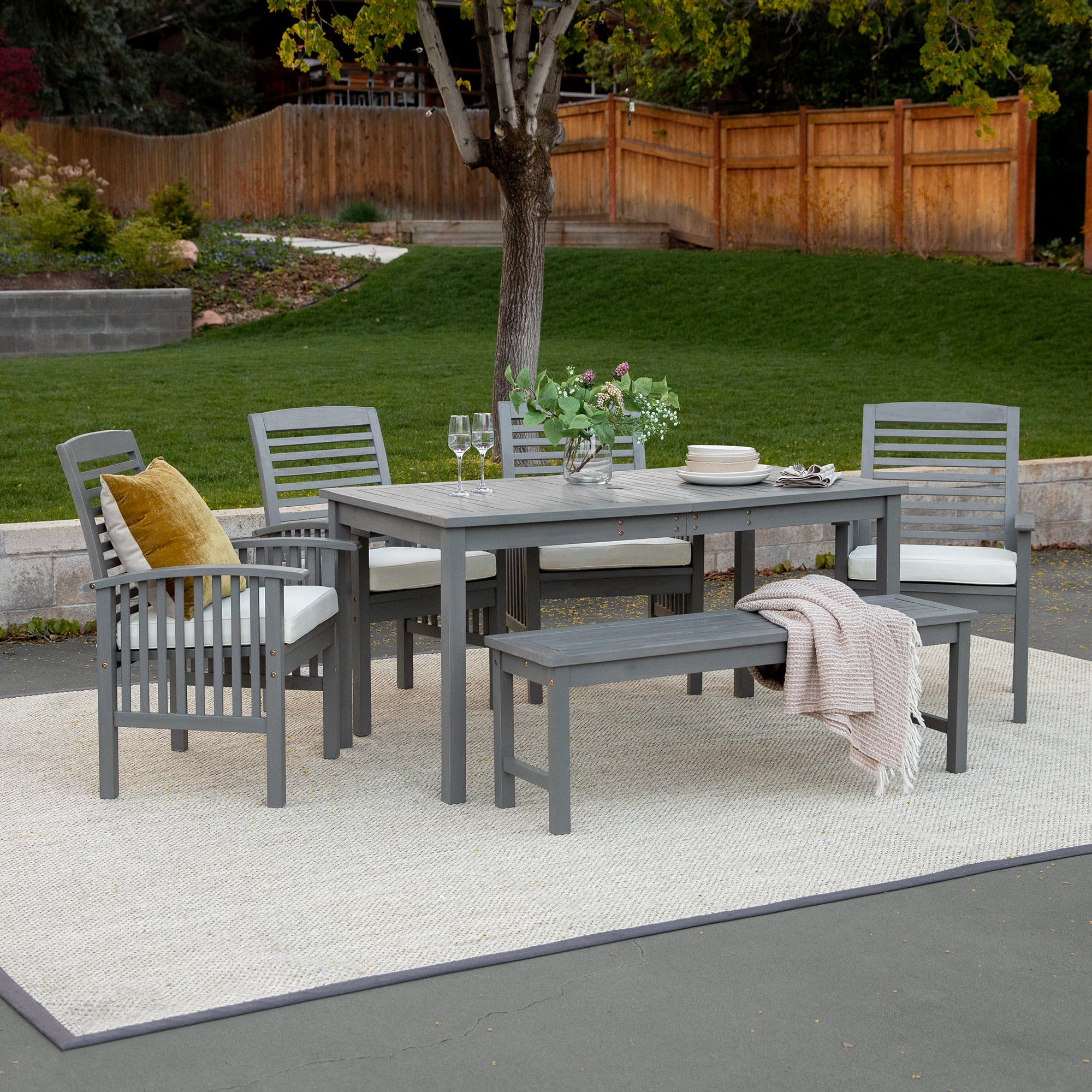 Manor Park 6Piece Simple Outdoor Patio Dining Set Grey Wash
