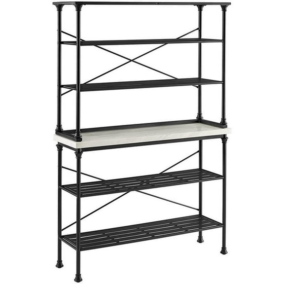Crosley Furniture Madeleine 2 Piece 15"Metal Bakers Rack in Matte Black