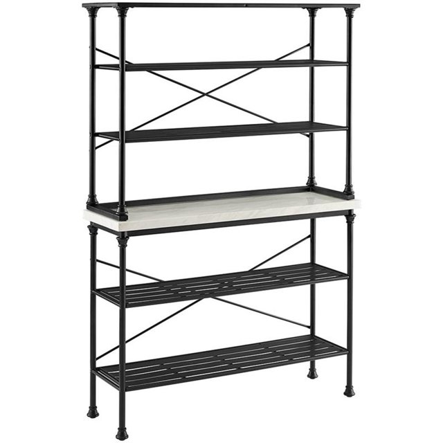 Crosley Furniture Madeleine 2 Piece 15"Metal Bakers Rack in Matte Black