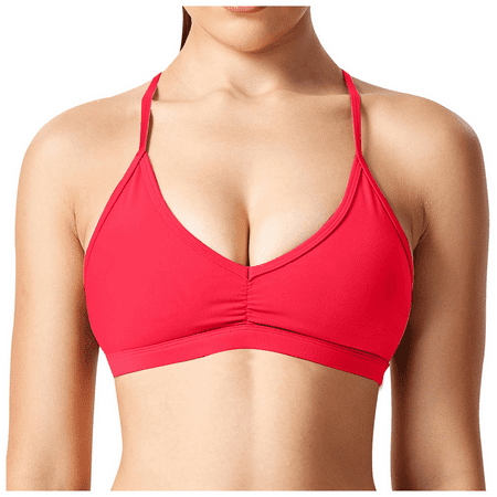 Fulorrnie Bras for Women Comfort Wirefree Supportive Lift Yoga Sports Workout Gym Convertible Stretchable Multiway Bra Red S