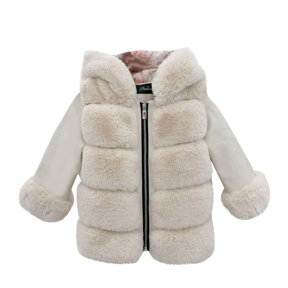 SELONE Toddler Jacket Boys Hooded Flannel Zipper Solid Long Sleeve Fall Winter Outwear Beige 3-4Years