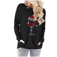 thumbnail image 1 of Camisetas de manga larga con cuello redondo y estampado informal de Navidad para mujer, blusa con bolsillos, camisetas Pompotops gfhjh15192, 1 of 5