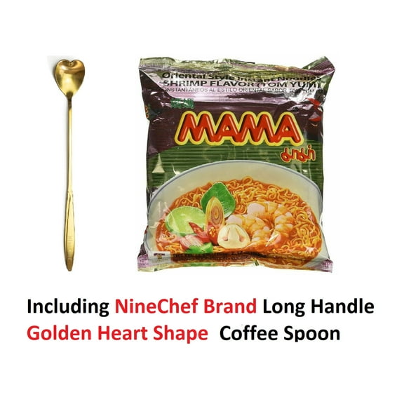 NineChef Bundle - Mama Noodles Tom Yum Flavor (30 in a case)   1 NineChef Brand Long Handle Spoon