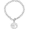 Personalized Women's Sterling Silver 20mm Fancy Monogram Charm Bracelet
