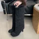 thumbnail image 3 of Eilyken, botas De invierno estilo callejero con punta redonda hasta la rodilla para Mujer, Zapatos De tacón alto finos Punk, botines largos para Mujer, Zapatos De Mujer, 3 of 5