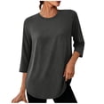 thumbnail image 3 of Loopsun Womens 3/4 Sleeve Fall Tops Fashion Solid Crew Neck Sports Casual Pullover Shirts, 3 of 5