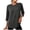 Dark Gray, variant on 3/4 Sleeve Athletic Shirt For Women, Round Neck Curved Hem Tunic Top, Ladies Fall Casual Workout Pullover Tee Shirts S-XXL