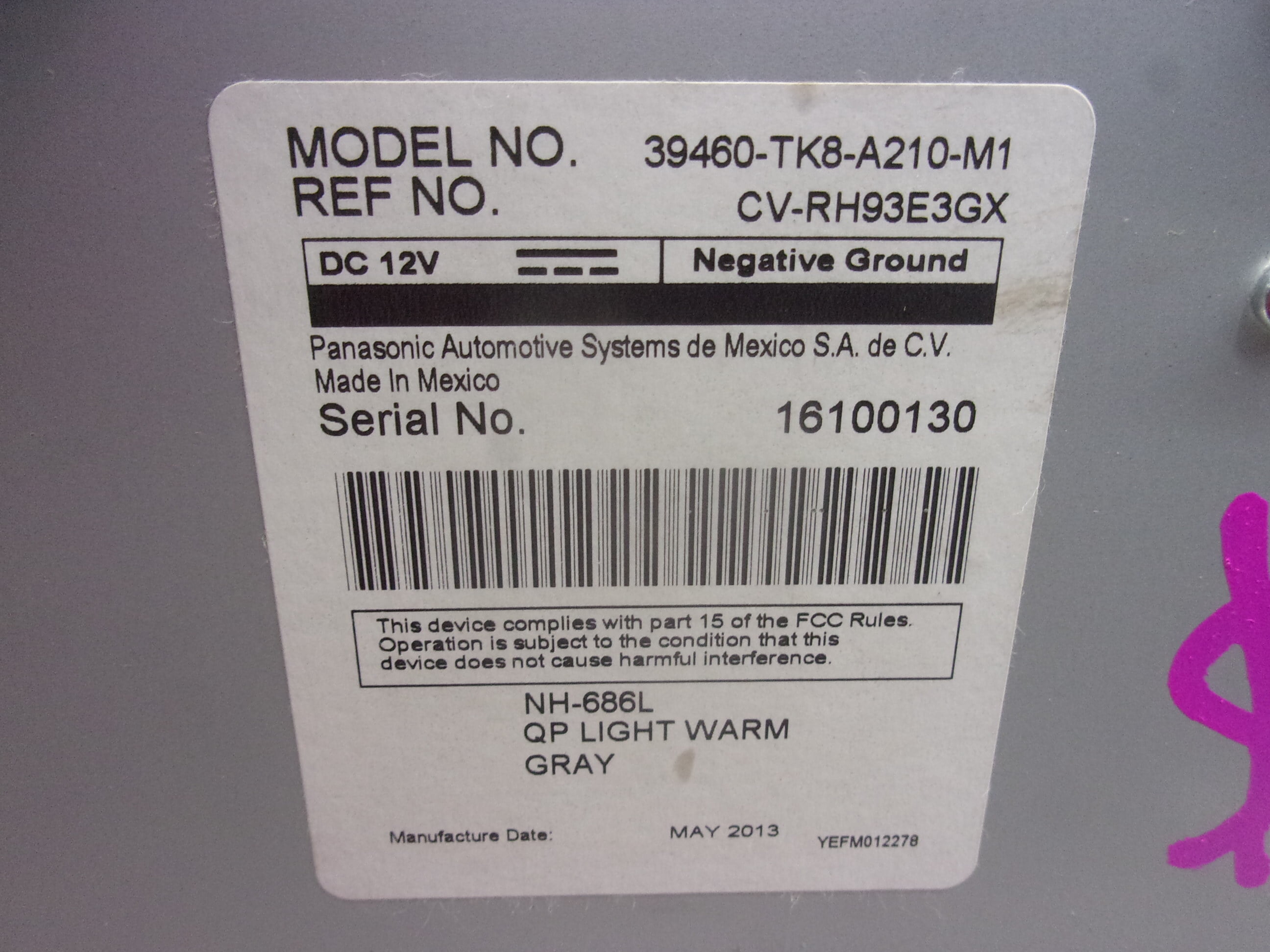 Pre-Owned 2014-2017 Honda Odyssey Overhead Roof DVD Entertainment Display Screen OEM - Verify Specific Vehicle Fitment In Description - (Good)