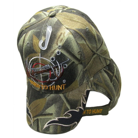 Born To Hunt Forced To Work - Deer Hunting Camo Embroidered Cap/Hat - Adjustable