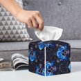 thumbnail image 6 of Sikiie cool blue flower Skull Leather Tissue Box Cover Square, tissue box holder, Tissue Box with Bottom Belt-5.2”x5.2”x5.2”, 6 of 7
