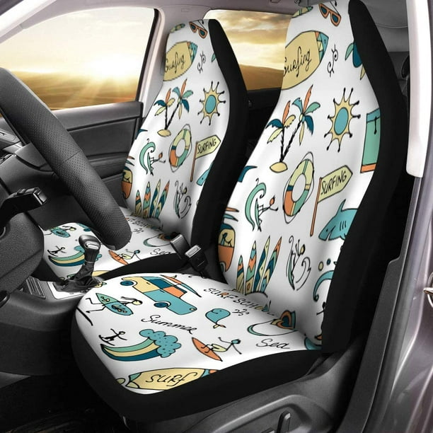HATIART Set of 2 Car Seat Covers Surf Surfing Sketch Hawaii