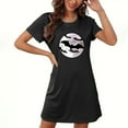 thumbnail image 3 of Oksale Halloween Nightgowns for Women 2025 Funny Graphic Nightgown Short Sleeve Sleep Shirt Casual Round Neck Short Sleep Dress Lightweight Soft Loungewear for Home Black XXL, 3 of 4