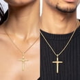 thumbnail image 2 of 14K Solid Yellow Gold Wrap Tube Latin Mexican Holy Cross Necklace Religious Chain Pendant Jesus Christ Charm, 2 of 13