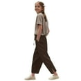 thumbnail image 4 of Mwjwdo 2025 Linen Pants Big Girls High Waist Elastic Drawstring Lounge Trousers Kids Casual Lightweight Side Split Summer Beach Pants Brown 8 Years, 4 of 6