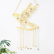 Bird Shaped Wall Mount Jewelry Organizer, Decorative Metal Display Rack for Necklaces and Earrings, Space Saving Vanity Storage, Chic Bedroom or Bathroom Decor, Great Gift for Fashion Lovers
