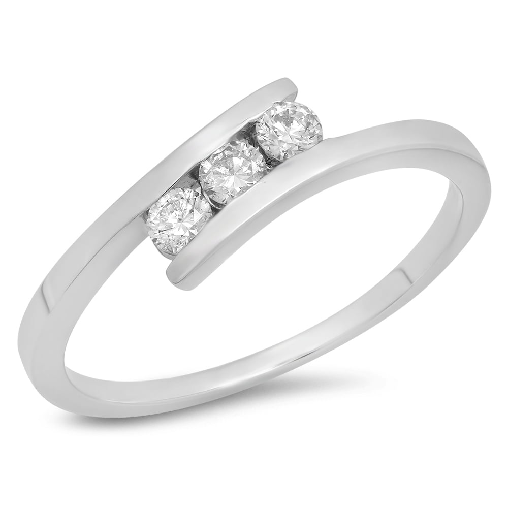 Dazzlingrock Collection 0.30 Carat ctw 14K Gold Round Diamond Ladies Bridal Anniversary Wedding Stackable Swirl Ring 1/3 CT 