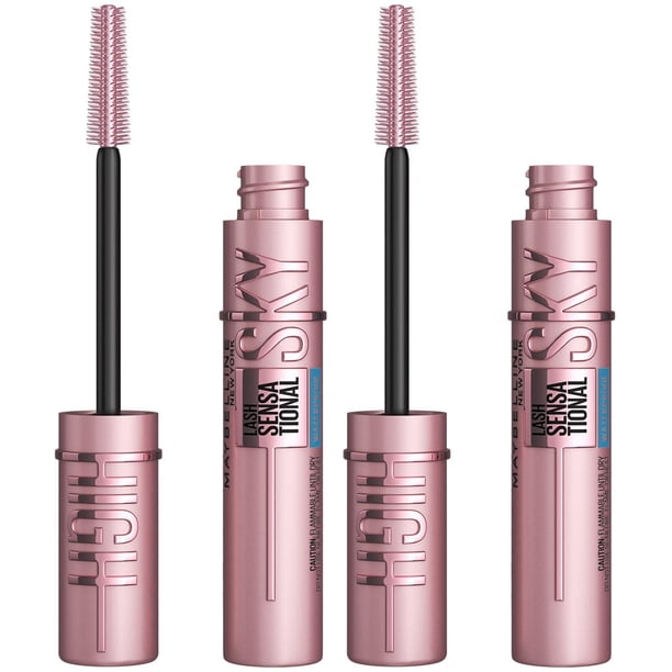 Maybelline Kit 2 mascaras Lash Sensational Sky High a Prueba de Agua, Brinda alargamiento y volumen hasta por 12H, fórmula con extracto de bambú, levanta las pestañas