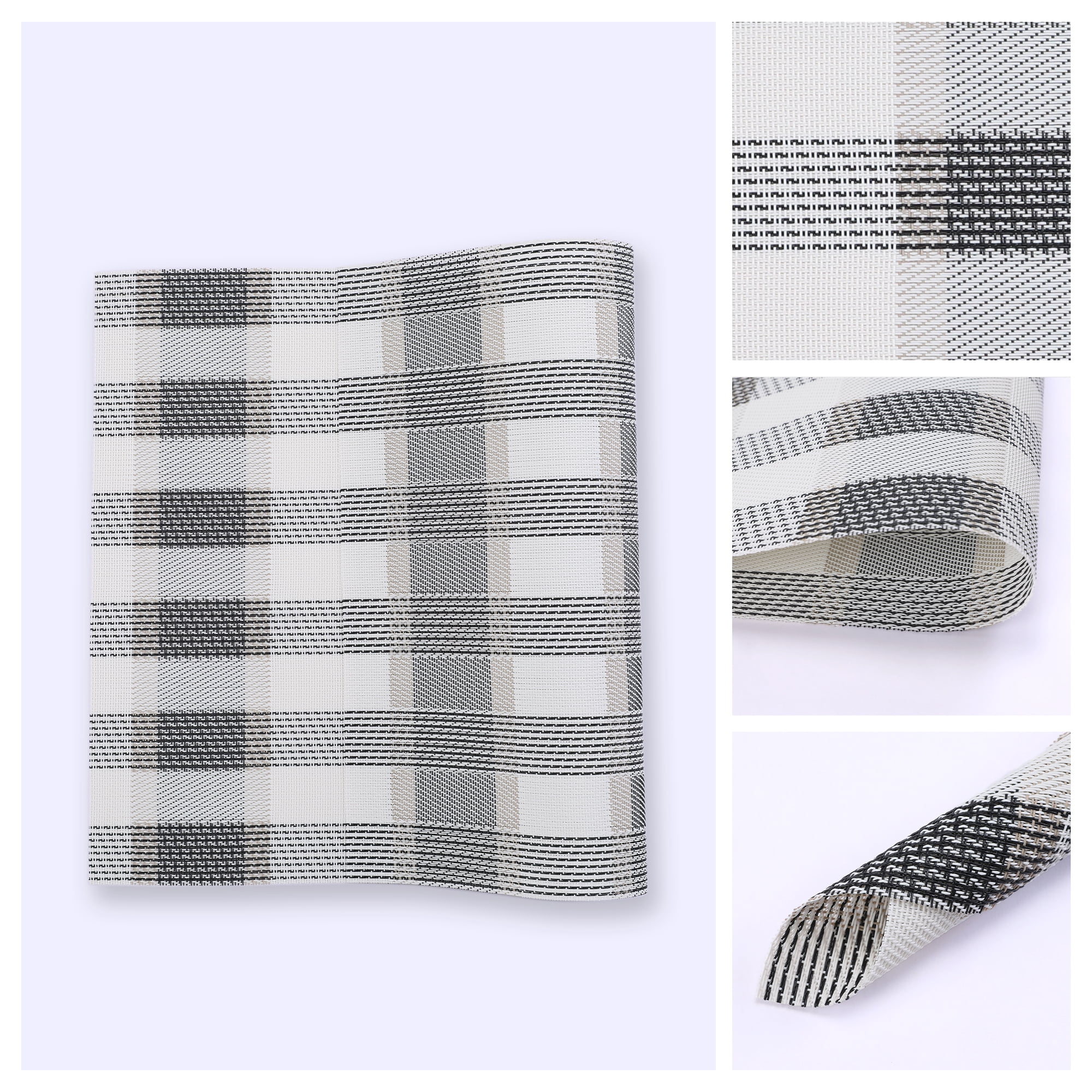 Unique Bargains Rectangle Set of 6 Plastic Washable Table Mats Blue 17.7x11.8inch