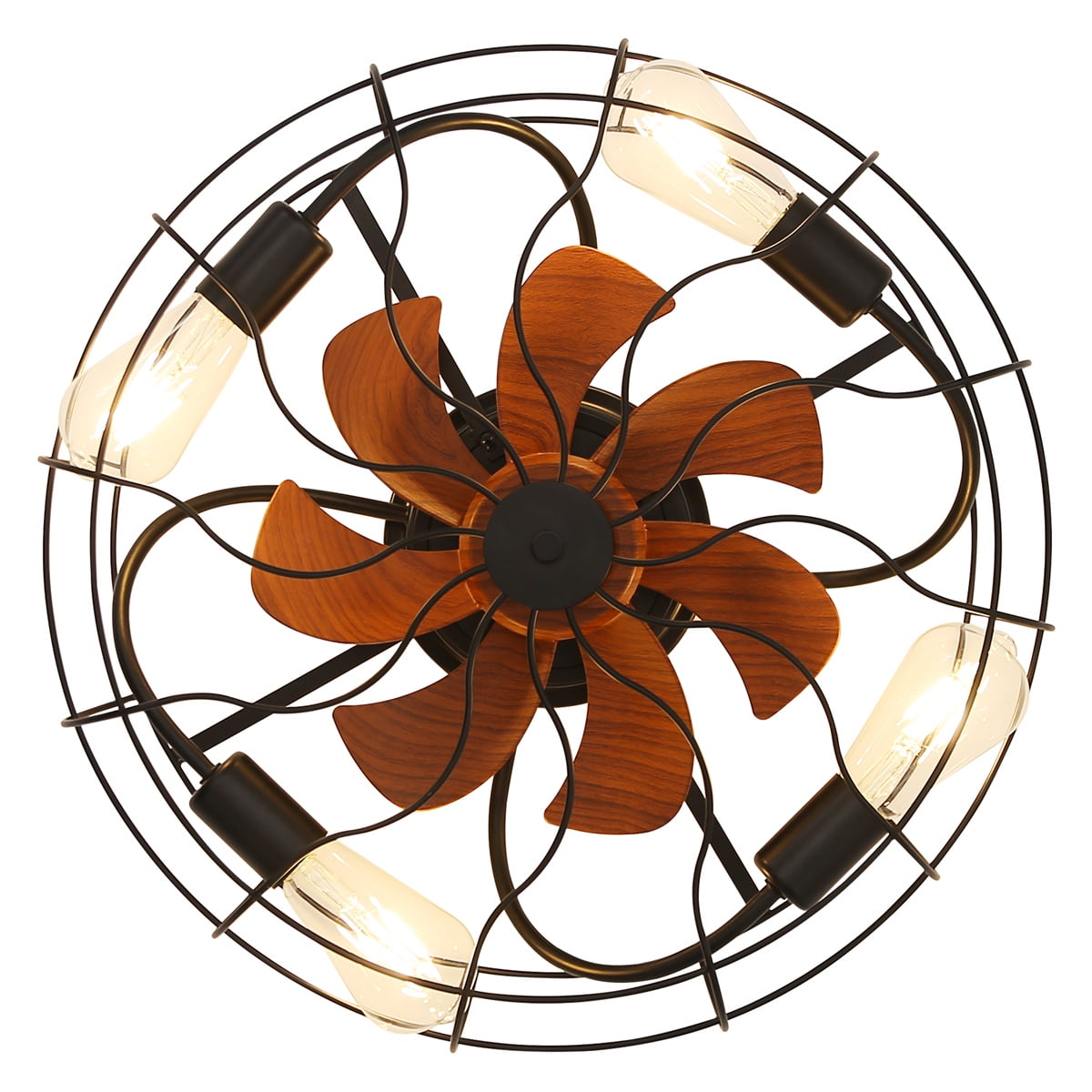 Sofucor 20" Matte Black Modern Bladeless Ceiling Fan with LED Light and Remote