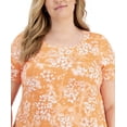 thumbnail image 2 of JM Collection Women's Short Sleeve Printed Top Clem Orange Combo Plus Size 3X, 2 of 3