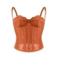 thumbnail image 4 of WZXFASHION Strapless Lace Bandeau Bustier Tummy Control Shapewear Outerwear Top Orange M, 4 of 4