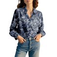 thumbnail image 3 of Chuancc Long Sleeve Blouse Long Sleeve Business Top Dressy Floral Printed Fall Outfits Full Sleeve Tops For Women Womens Long Sleeve Tops Dressy Casual Collared Shirts For Women Black L, 3 of 7