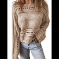 thumbnail image 3 of Suéteres de Otoño con Cuello Redondo de Crochet Calado, Bonitos Suéteres de Invierno para Mujer, Tendencia 2025 Albaricoque L, 3 of 9