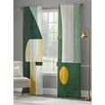 thumbnail image 4 of Abstract Vintage Art Sheer Curtains 84 Inches Long 2 Panels Watercolor Green Geometric Design Light Filtering Semi Sheer Window Curtains Drapes for Bedroom Living Room 52"x84", 4 of 7