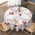 thumbnail image 3 of Red Christmas Gingerbread Man Pattern Round Tablecloth 60"x60",Wrinkle Wipeable Table Cloth for Kitchen Dining Room Picnic Patio Party, 3 of 6