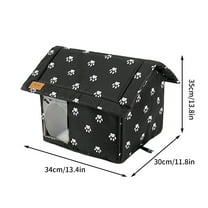 13.78inx13.39inx11.81in Winter Outdoor Cat House Foldable Stray Shelter (Black/S)