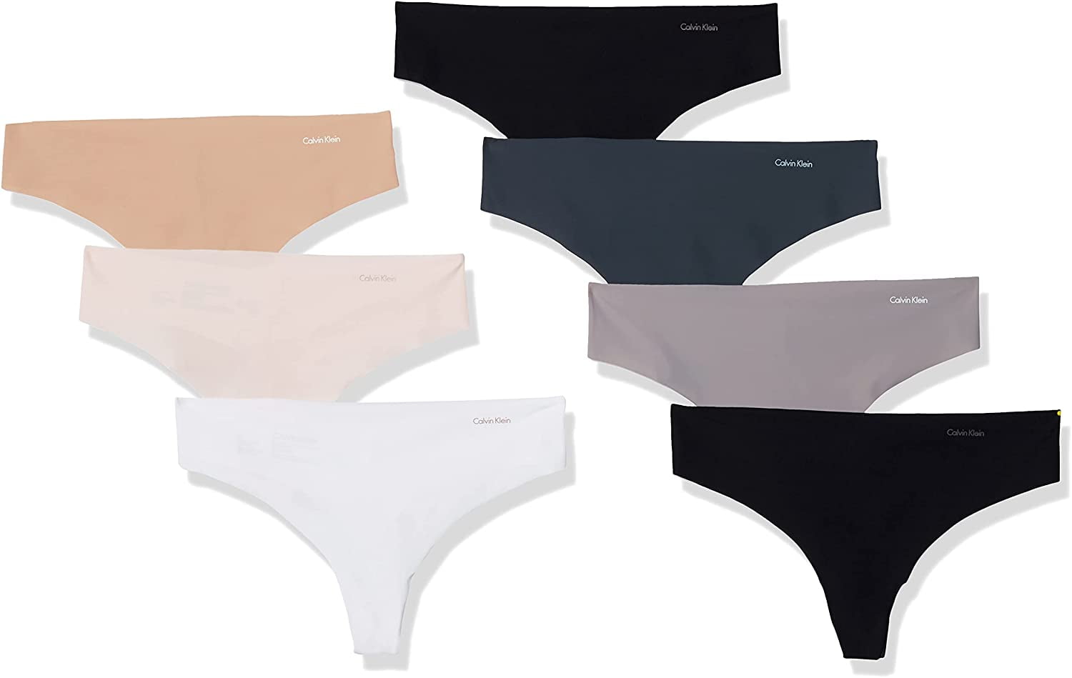 Calvin Klein Womens Invisibles Thong Multipack Panty X-Large Black, White,  Bare, Silverlock, Undertone, Subtle Bloom, Speakeasy 