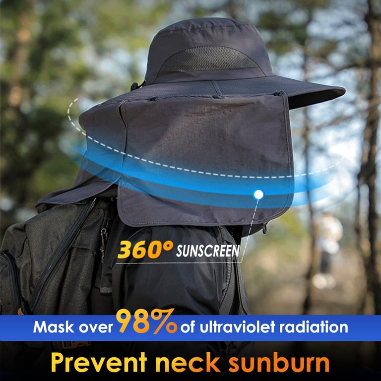 UPF50+ Wide Brim Sun Hat with Neck Flap - Nylon - Fishing Hat REDESS Nylon Fishing Sun Hat with UPF50+ Wide Brim Neck Flap  main image 4