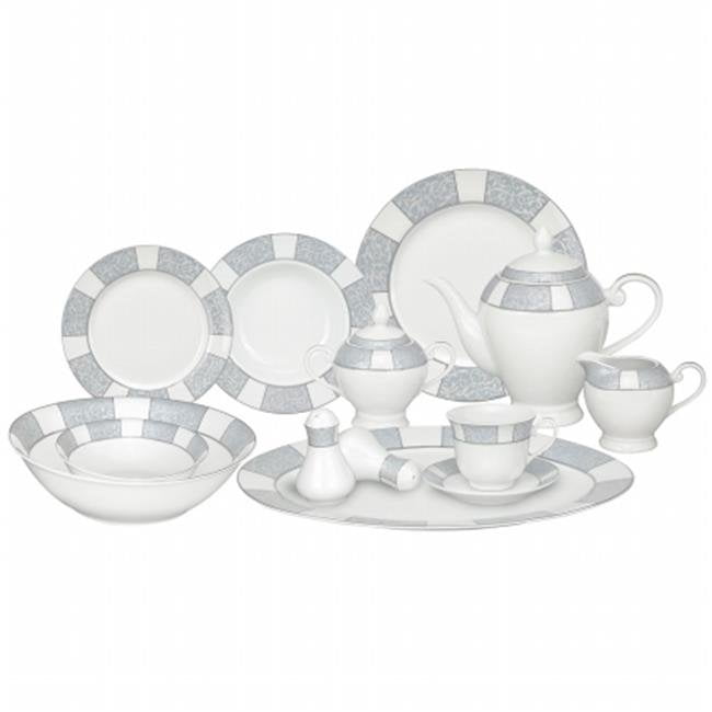Lorren Home Trends Import Isabella 57-Piece Wavy Porcelain Dinnerware Set 